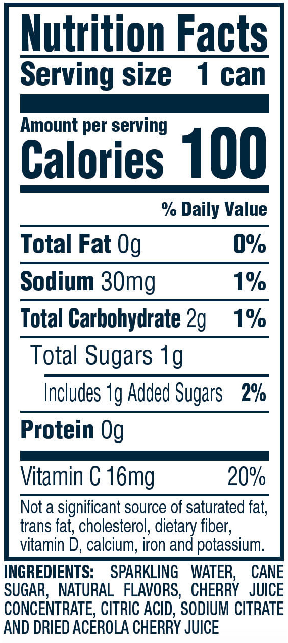 Nutrition Information for Black Cherry Lime hard seltzer 12oz