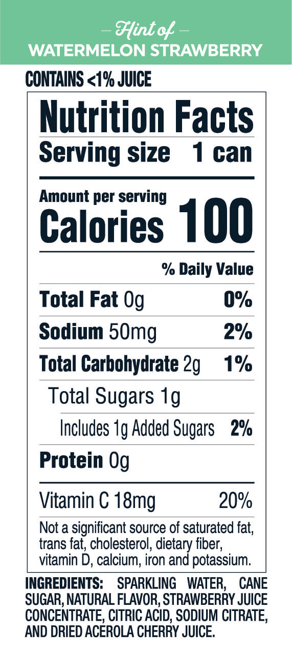 Nutrition Information for Watermelon Strawberry hard seltzer 12oz