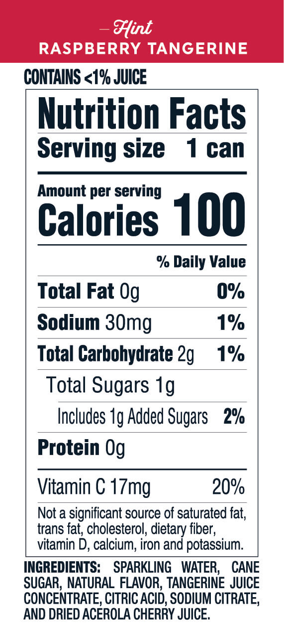 Nutrition Information for Raspberry Tangerine hard seltzer 12oz