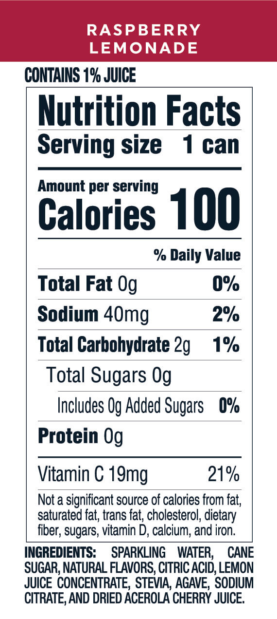 Nutrition Information for Raspberry Lemonade hard seltzer 12oz