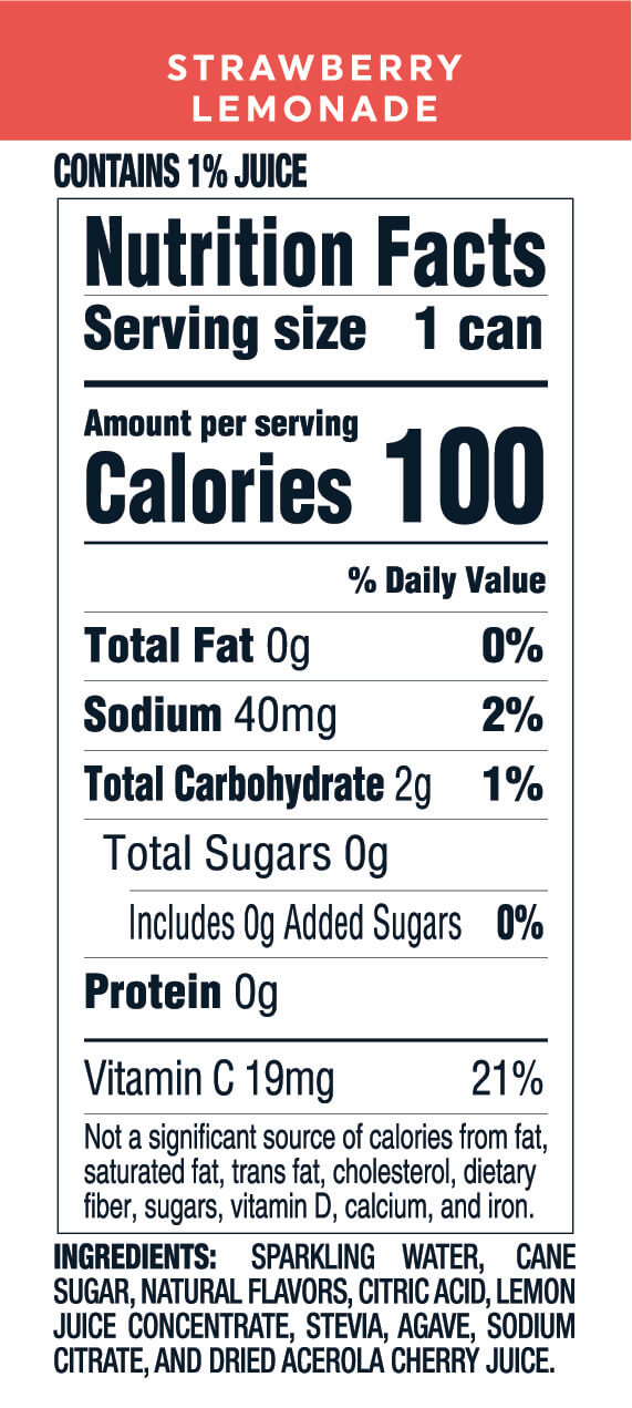 Nutrition Information for Strawberry Lemonade hard seltzer 12oz