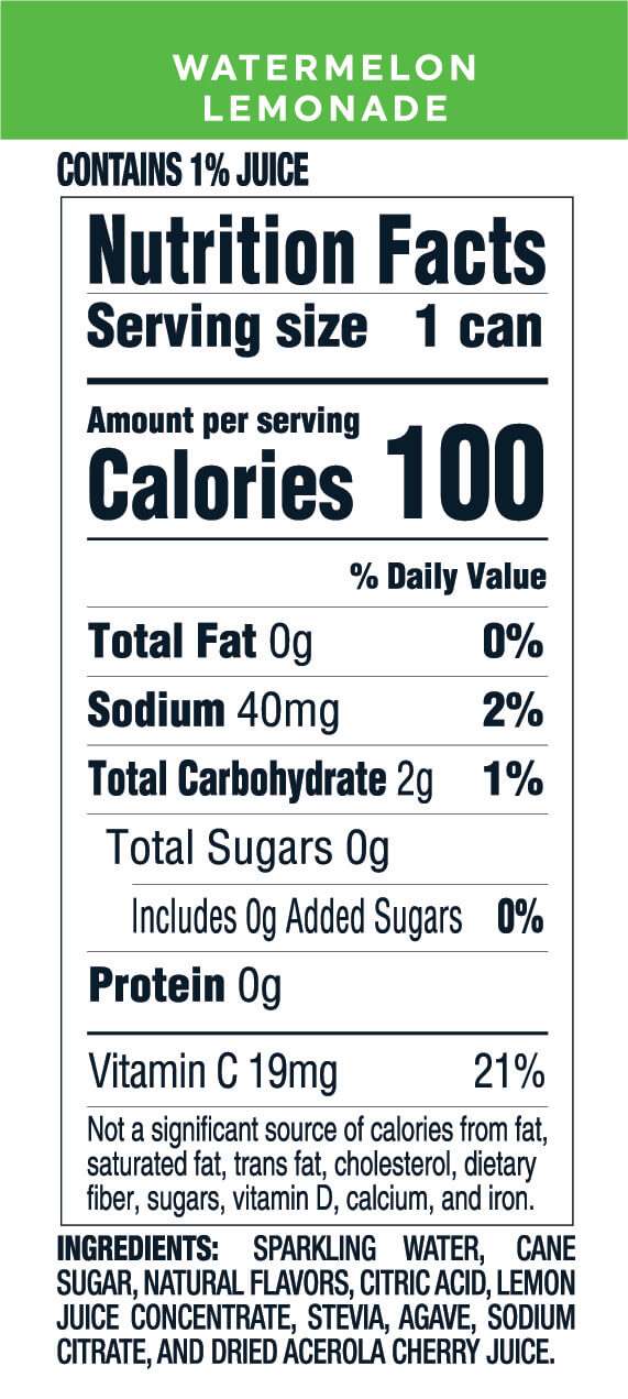 Nutrition Information for Watermelon Lemonade hard seltzer 12oz