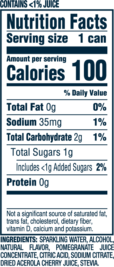 Nutrition Information for Blueberry Pomegranate hard seltzer 12oz