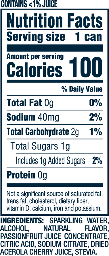 Nutrition Information for Papaya Passionfruit hard seltzer 12oz