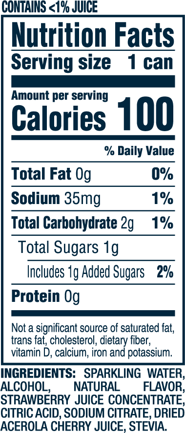 Nutrition Information for Watermelon Strawberry hard seltzer 12oz