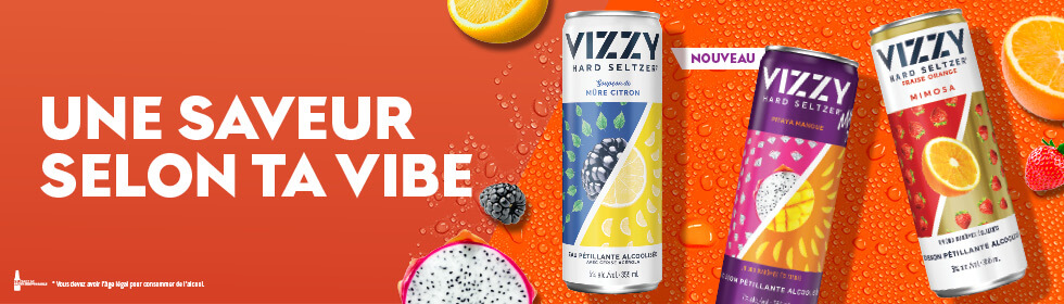 Une saveur selon ta vibe. Présentation de la canette de Vizzy.