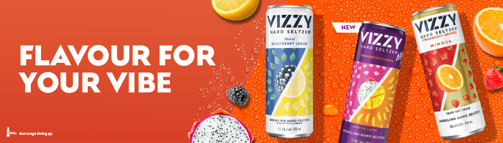 Vizzy hard seltzer, vibrant flavours with 7% alcohol volume